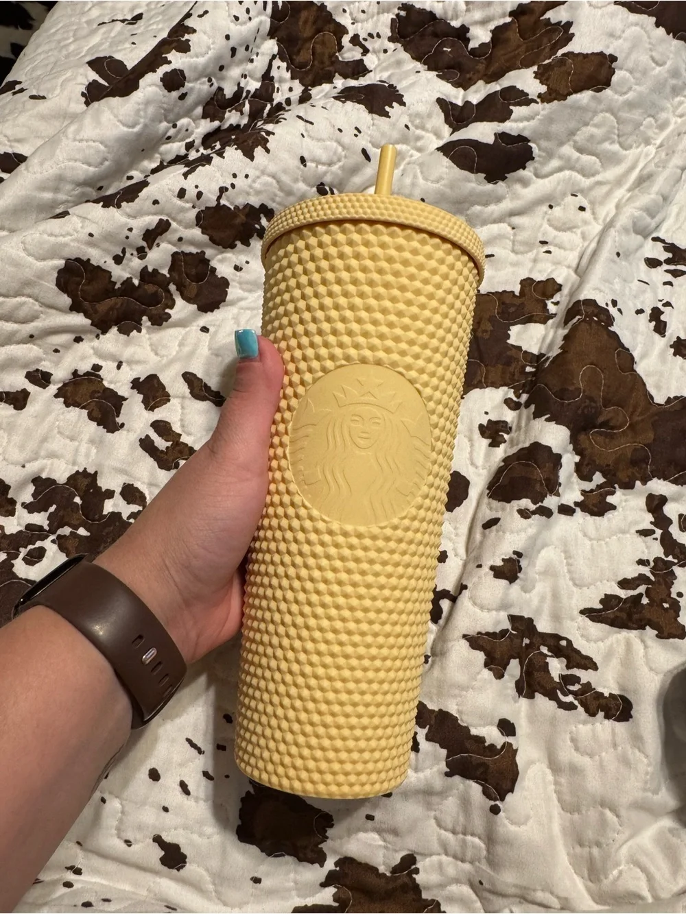 Starbucks butter yellow matte studded tumblr